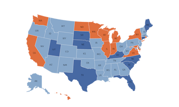 Map of franchise registration states and franchise law