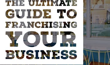 A picture of a small restaurant with the words "The Ultimate Guide to Franchising Your Business" overlaid in white